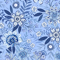 Medium Blue - Large Floral All Over